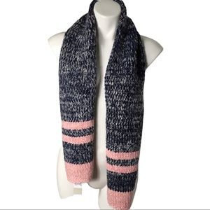BP Chunky Knit Oblong Winter / Fall Scarf Pink Blue & White NWT